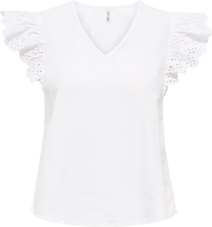 ONLY - ONLLOU LIFE EMB S/S FRILL TOP WVN - Dames - Blouses