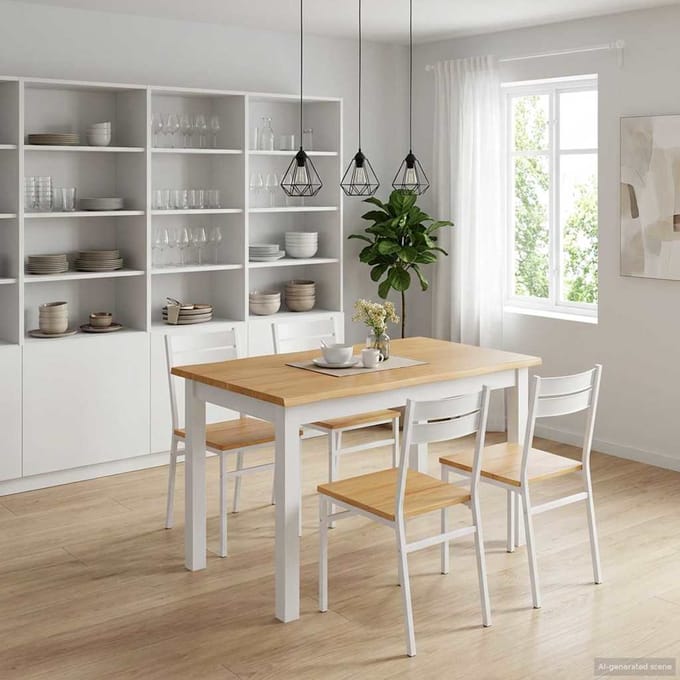 vidaXL - Eettafel - EKAI - Wit - 112 - x - 70 - x - 76,5 - cm - Massief - grenenhout
