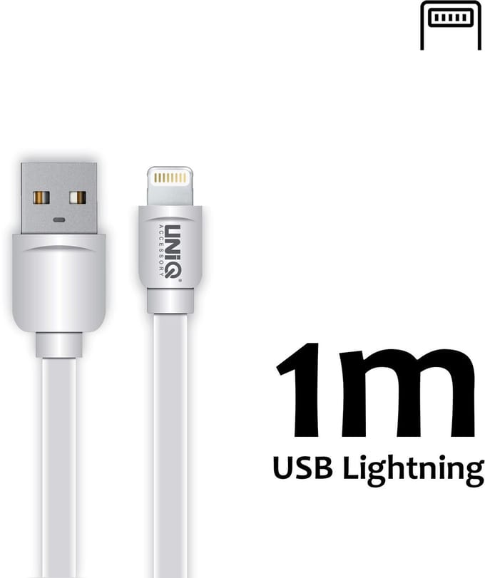 Lightning USB Kabel 1m UNIQ Accessory 2.1A Wit voor iphone