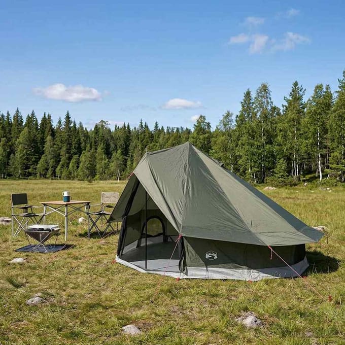 vidaXL - Tipi - Tent - 18-persoons - Leger - Groen - Polyester - en - Staal