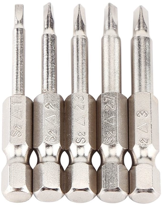 Allecto - Set van 5 Stuks - Magnetische Schroevendraaier Bits - Triangular - 50 mm - S2 Legering - Geschikt voor Klussen - TA1.8/TA2.0/TA2.3/TA2.7/...