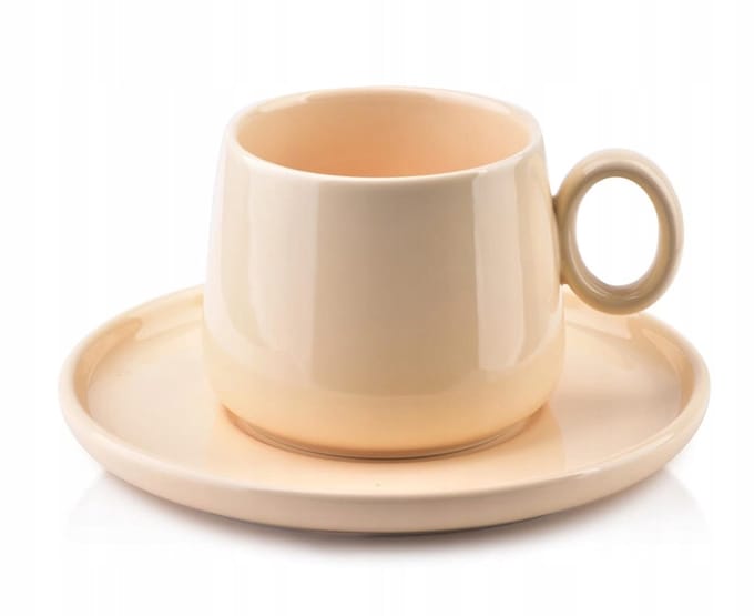 Porseleinen Kop en Schotel Beige Alisa 270 ml