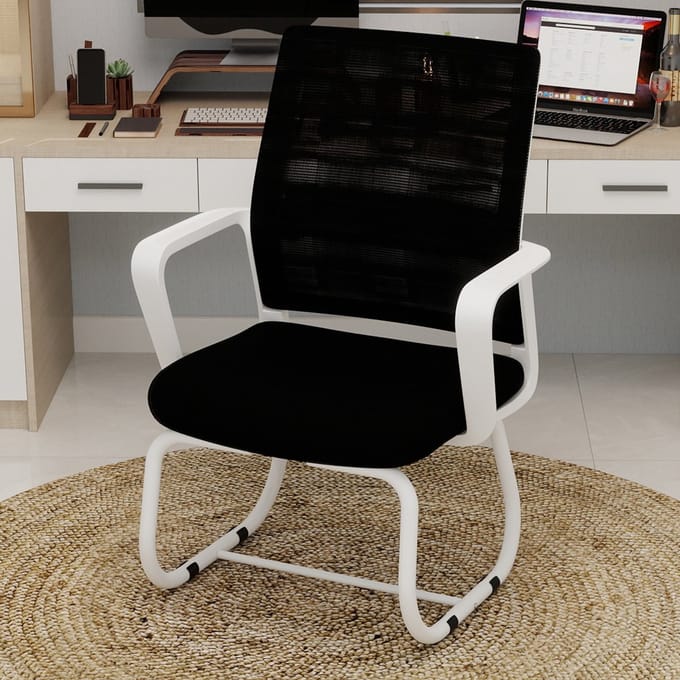 PHOEBE CAT Bureaustoel - Fauteuil - Mesh rugleuning - Metalen frame - Zwart + Wit