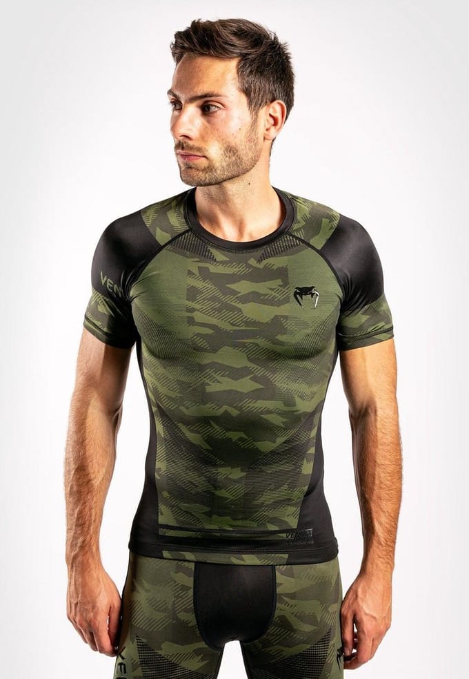 Venum TROOPER Rash Guards S/S Forest Camo Zwart - S