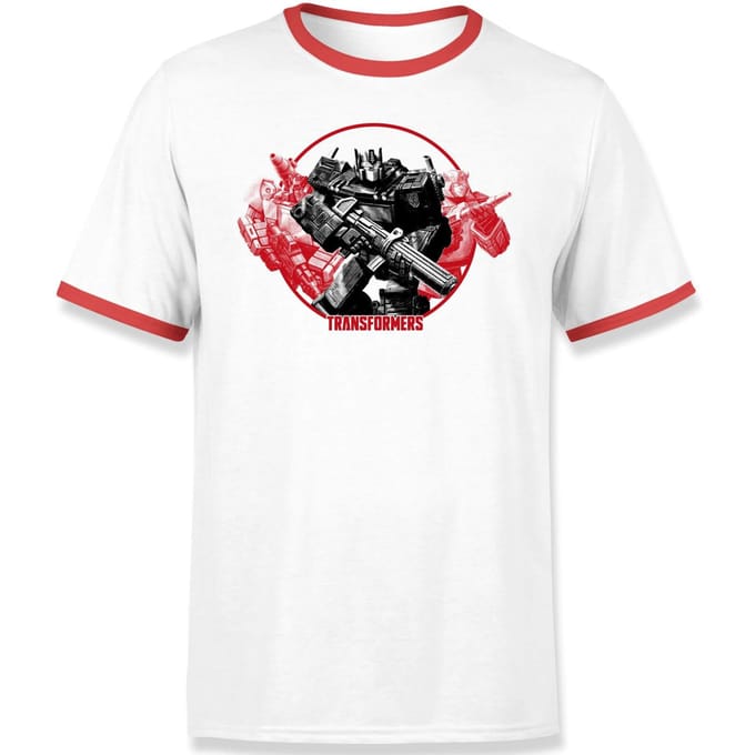 Transformers Earthrise Retro Unisex Ringer T-Shirt - Wit / Rood - M - Wit