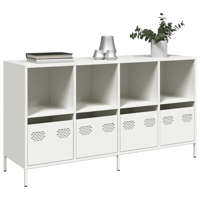 vidaXL - Dressoir - 135x39x73,5 - cm - koudgewalst - staal - wit