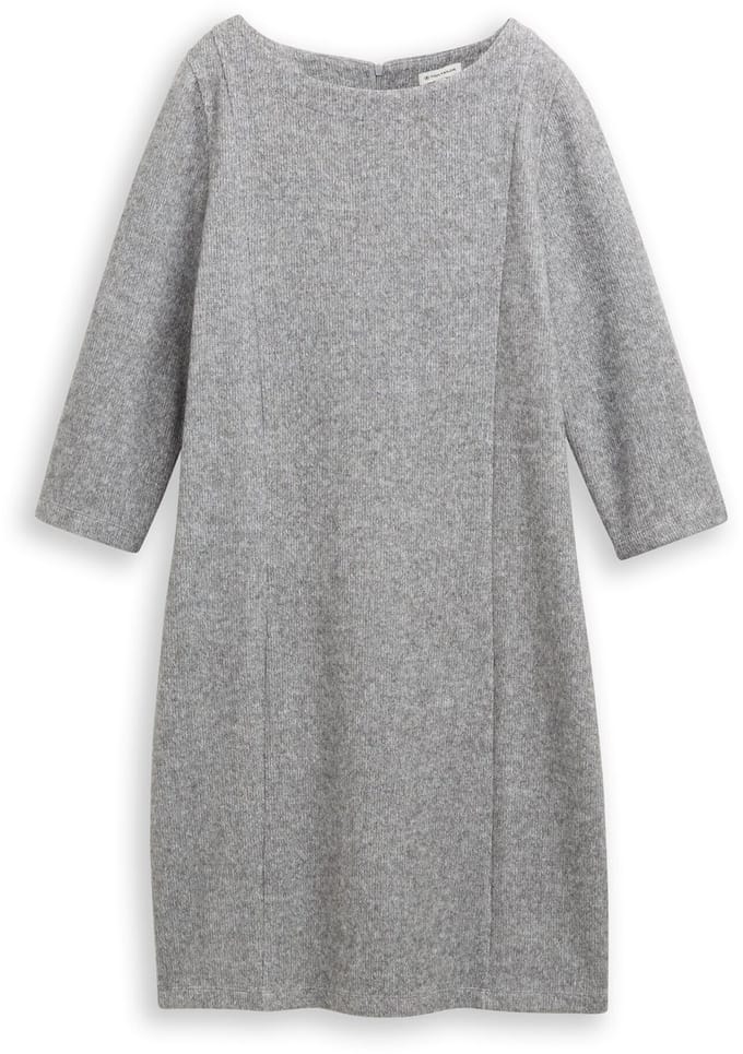 Tom Tailor - Comfortabele jurk met 3/4-mouwen - Maat 38 - medium silver grey melange
