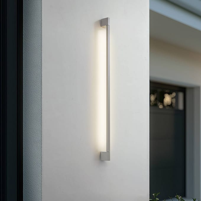 Lindby LED buiten wandlamp Neano, 120 cm, steengrijs, IP54