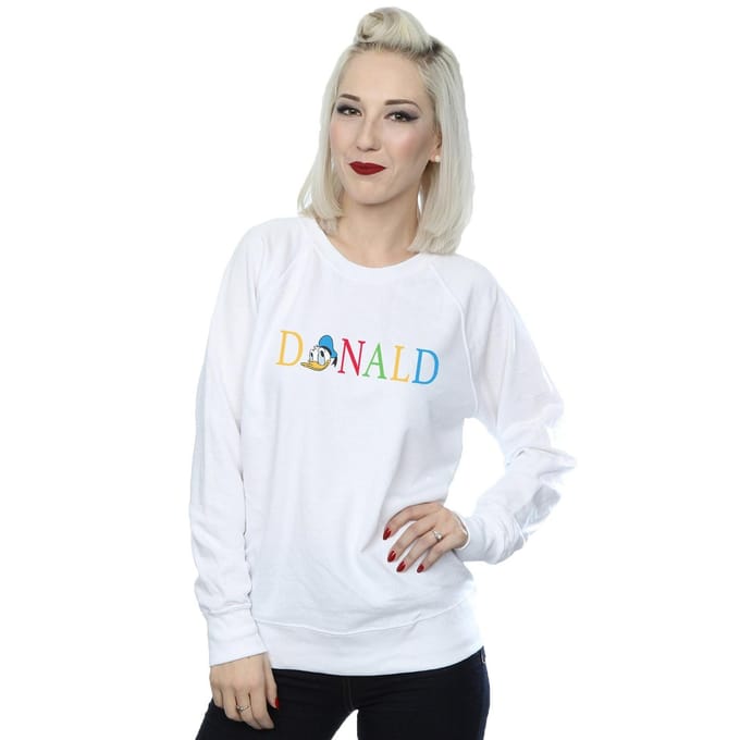 Disney Dames/Dames Donald Duck Letters Sweatshirt (Wit)