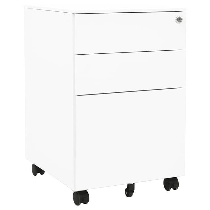 vidaXL - Ladeblok - verrijdbaar - 39x45x60 - cm - staal - wit