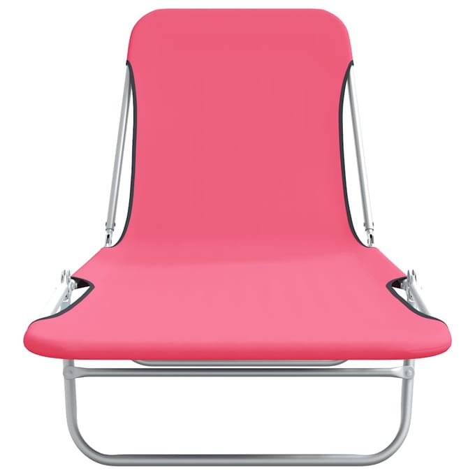 vidaXL - Ligbedden - inklapbaar - 2 - st - staal - en - stof - roze