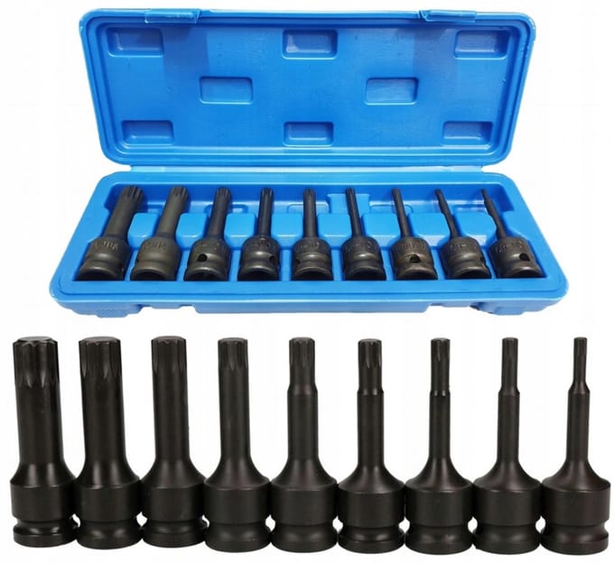 JOBIextra Slagdoppenset SPLINE 1/2" M4-M16 9-delig