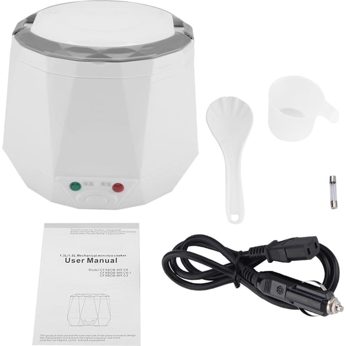 24V 140W 1.6 L Elektrische Draagbare Multifunctionele Rijstkoker Stoomkoker voor Vrachtwagen (Wit) wit