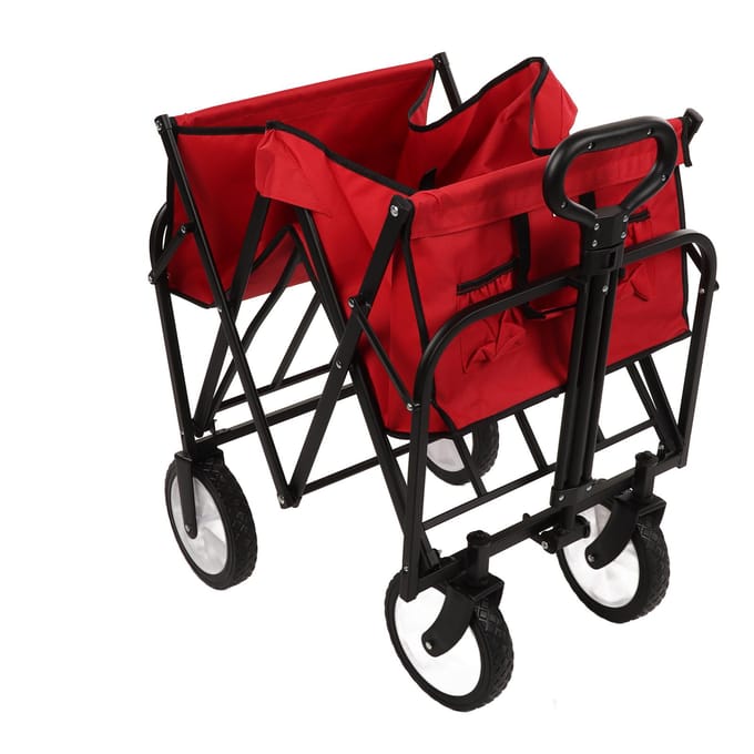 Chariot de Camping Pliable Hauteur Réglable Grande Capacité Robuste Portable Pliable Camping red