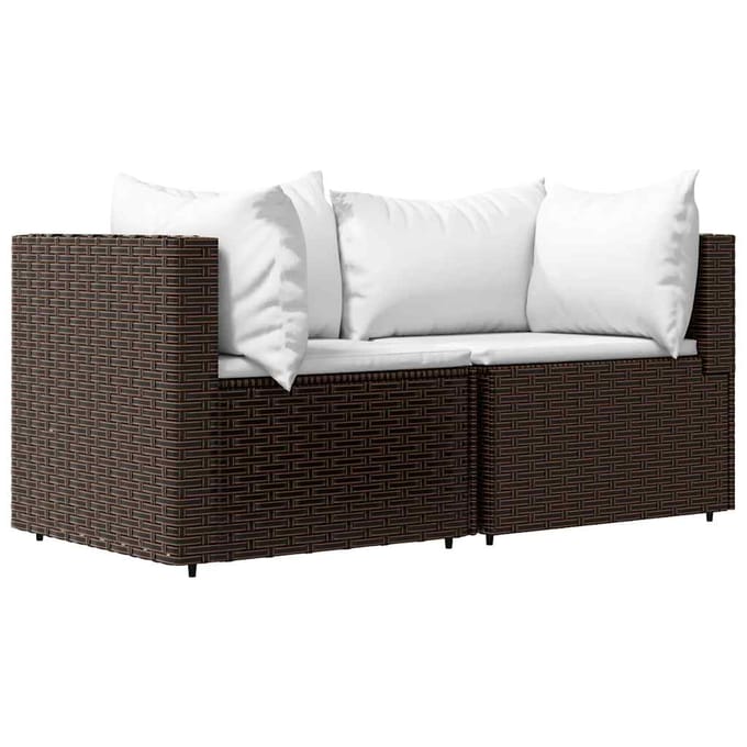 vidaXL - 3-delige - Loungeset - met - kussens - poly - rattan - bruin