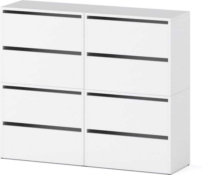 Meubel Square - Schoenenkast STEP - Set van 4 - Mat Wit - Modulaire schoenenkast zonder handgrepen
