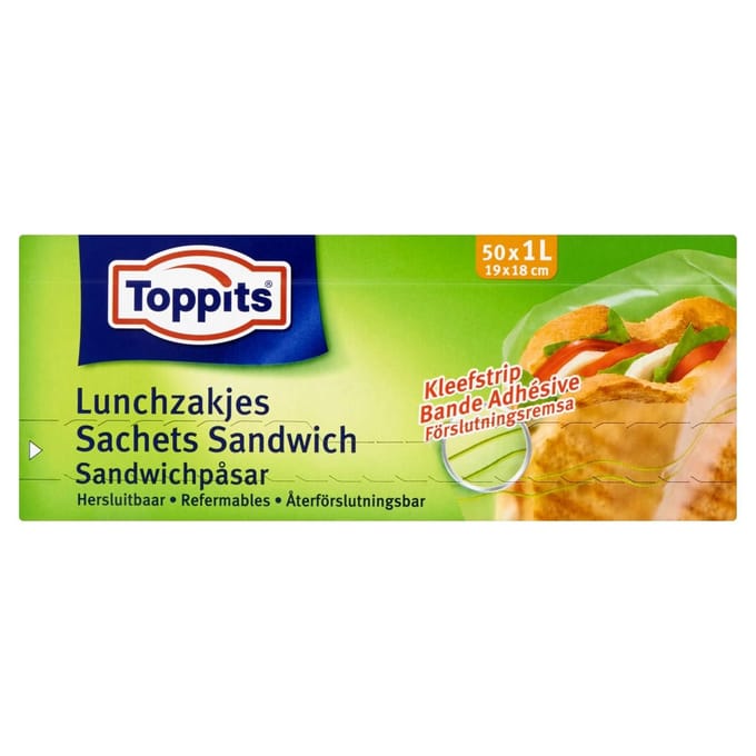 Toppits - Lunchzakjes - Hersluitbaar 1 liter - 50 stuks