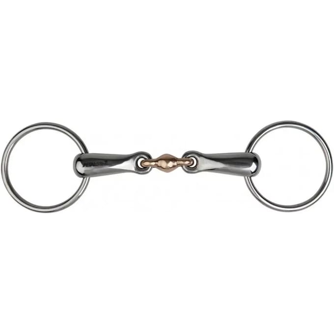 Dubbele ring paardenbit met koperen schakel Metalab