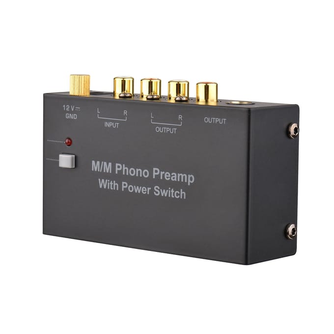 M/M Phono Voorversterker met Aan/Uit Schakelaar Ultra-compacte Phono Voorversterker Platenspeler Voorversterker met RCA 1/4-inch TRS Interface US Plug