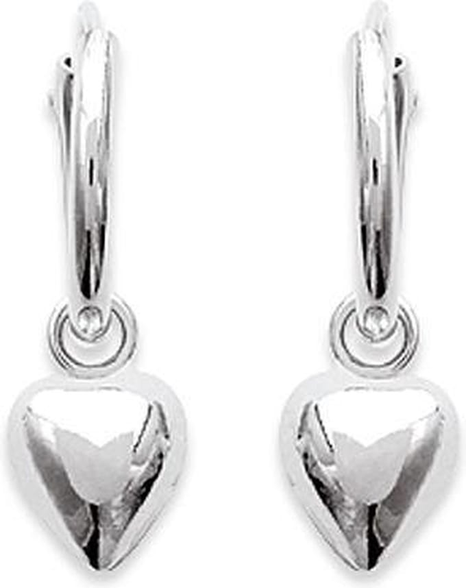 Amanto Oorbellen Fiona - 925 Zilver Gerhodineerd - Hartje - ∅12mm