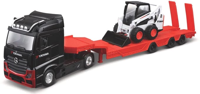 Bburago Mercedes-Benz Actros - Modelauto - Schaal 1:43 - Zwart/Rood/Oranje