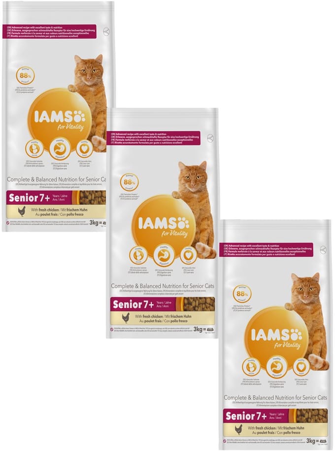 Iams Cat Senior 3 kg - Kattenvoer - 3 x Kip