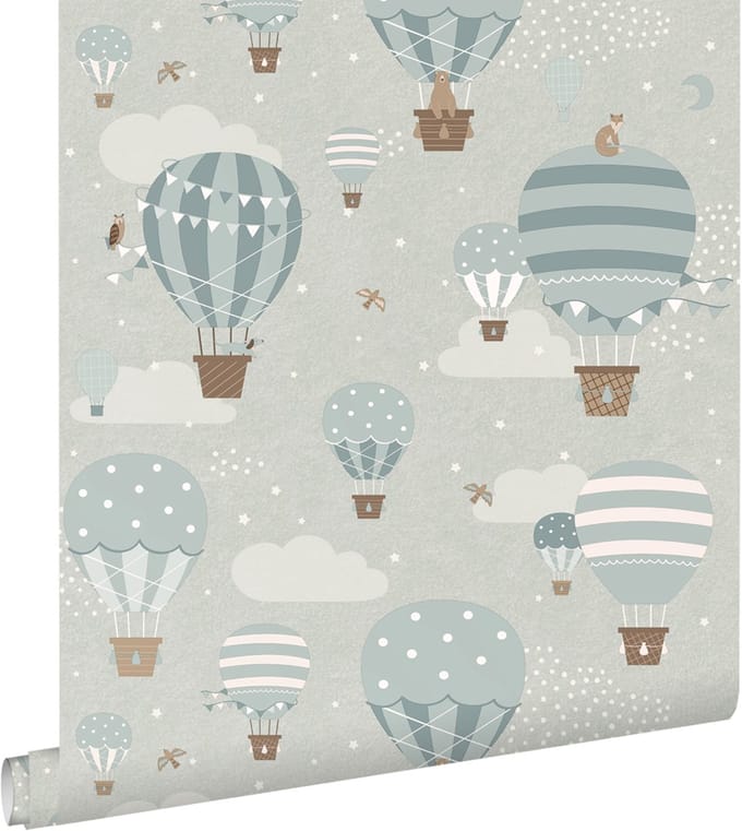 ESTAhome behang luchtballonnen blauw - 53 cm x 10.05 m - 131345