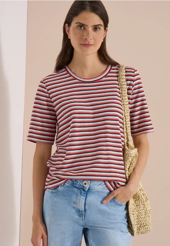 Shirt met textuur en strepen