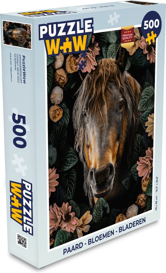 Puzzel Paard - Bloemen - Bladeren - Legpuzzel - Puzzel 500 stukjes