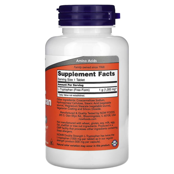 NOW Foods - Voedingssupplementen L Tryptofaan 1000 mg (60 tabletten)