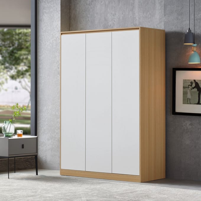 Kledingkast Bastheim 176x120x52 cm eiken en wit