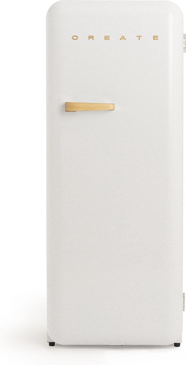 CREATE - Koelkast in retrostijl - Gebroken wit - Handvat Hout - FRIDGE RETRO 281L