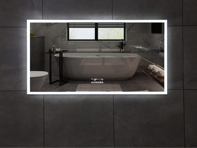 Mawialux LED Spiegel - 140cm - Rechthoek - Verwarming - Digitale Klok - Bluetooth - MR3140