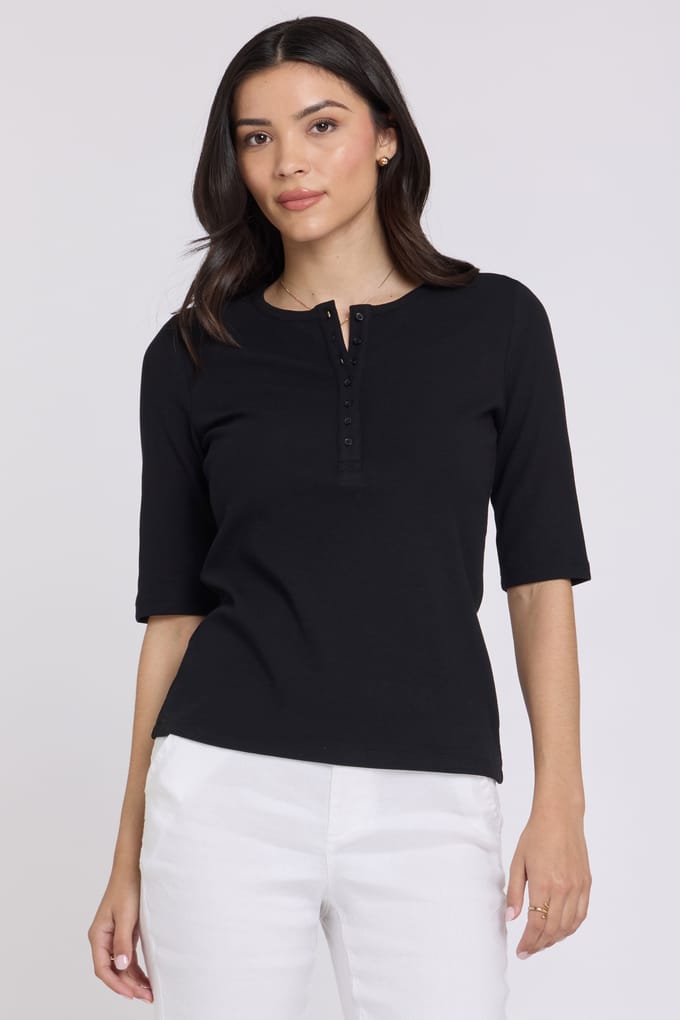 Geribbelde Elbow Sleeve Henley
