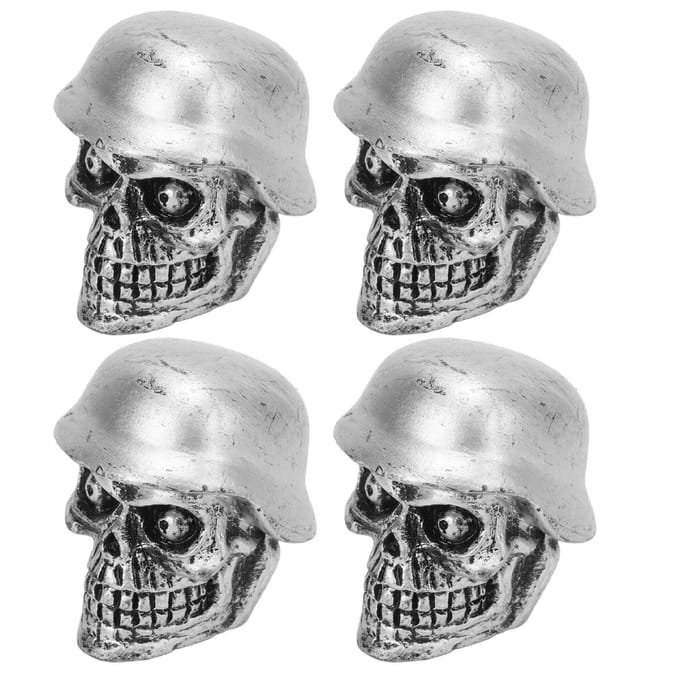 4 stuks set helm schedel type bandventieldopjes met rubberen ring universeel voor auto's fietsen SUV's zilver