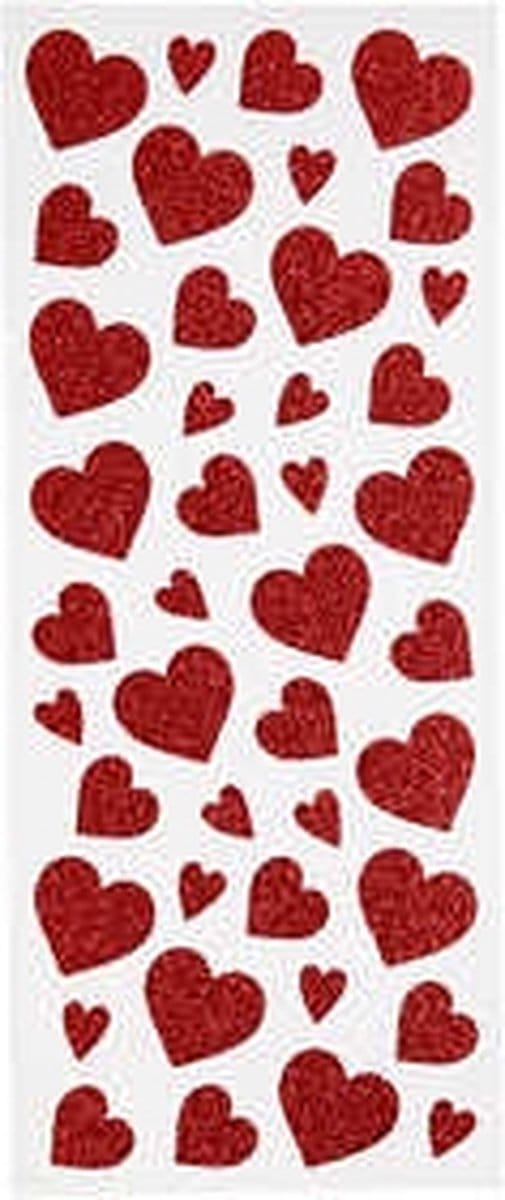 Glitterstickers, harten, vel 10x24 cm, ca. 84 stuk, rood, 2 vel/ 1 doos