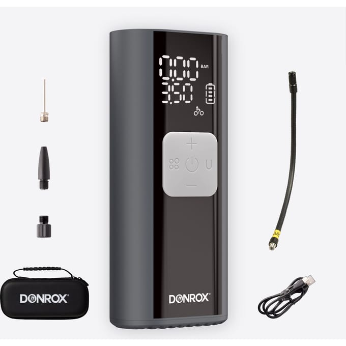 Donrox Ride F524 – Compressor | Luchtcompressor | Bandenpomp Fiets & Auto | Elektrische Fietspomp – Draadloos & Compact