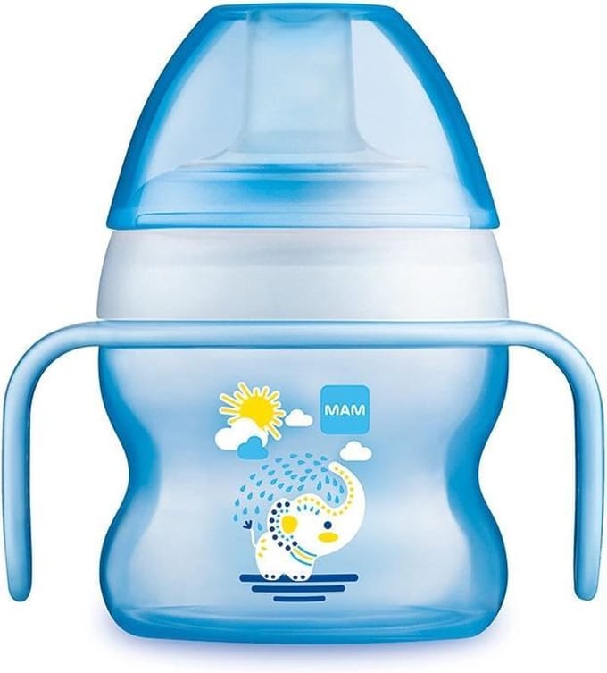 MAM Starter Cup Animal zuigfles 150 ml Blauw, Transparant