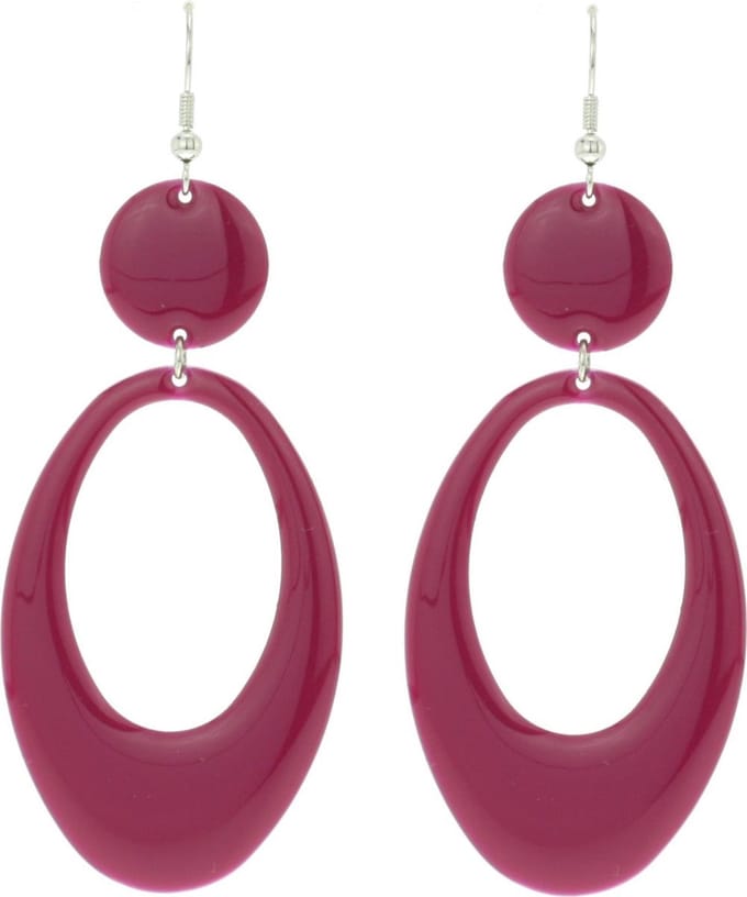 Behave - Oorhangers - Ovaal - Fuchsia berry-kleur - 9 cm lang