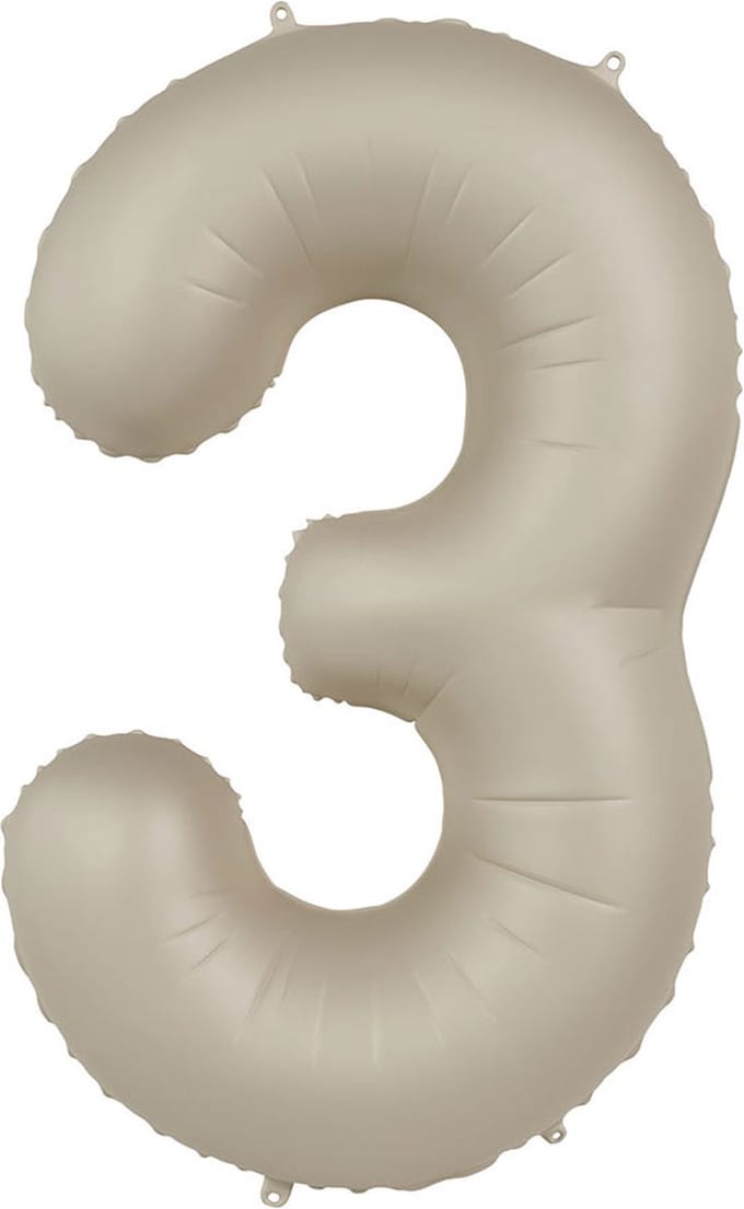 Folieballon Cijfer 3 - Creamy Latte - Ultra Matt - 86 cm