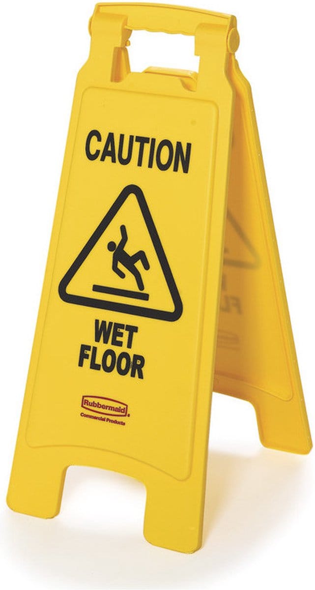 Waarschuwingsbord rubbermaid tweezijdig meertalig 64cm geel