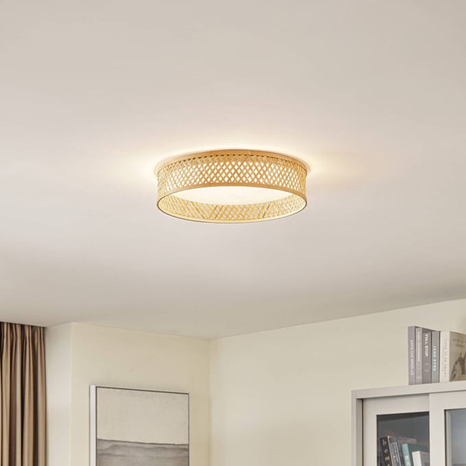 Lindby LED plafondlamp Eilif, bamboe, Ø 40 cm