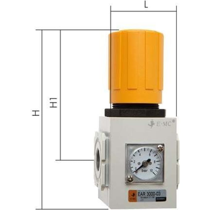 Drukregelaar G3/8'' 2500l/min 0,5-9,0bar/7-130psi EMC 3A