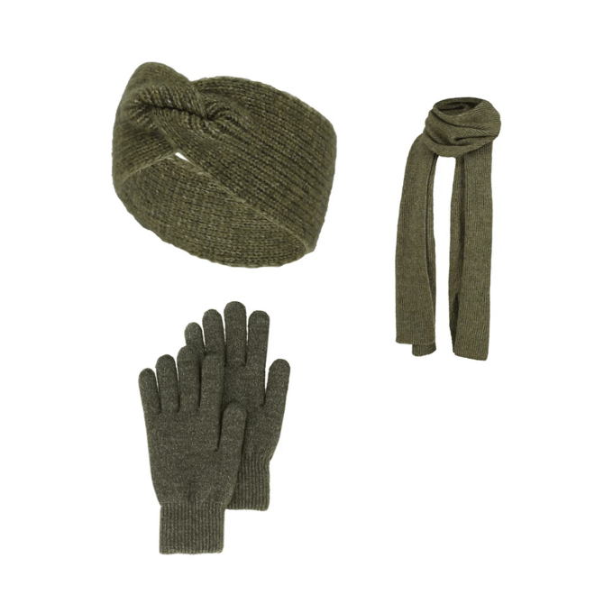 Winterset Dames - Handschoenen/Haarband/Sjaal - One Size - Khaki