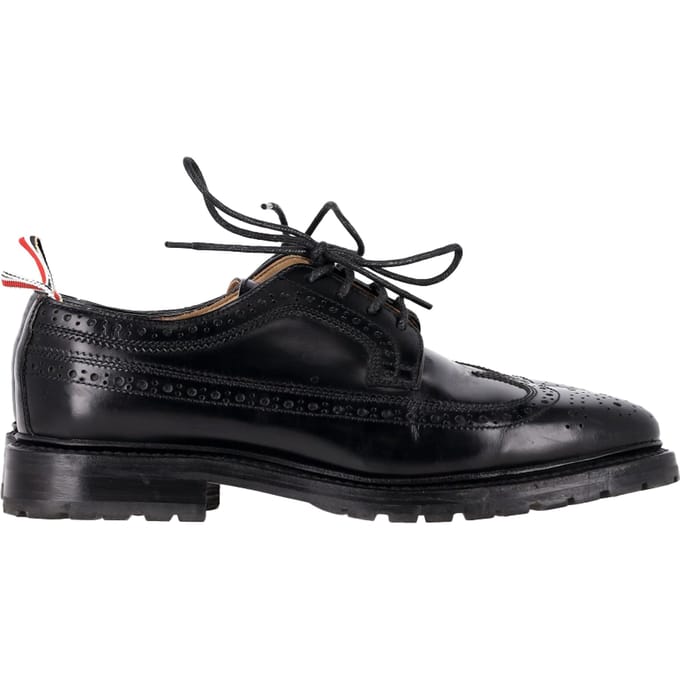 Thom Browne Classic Longwing Brogues in Zwart Leer