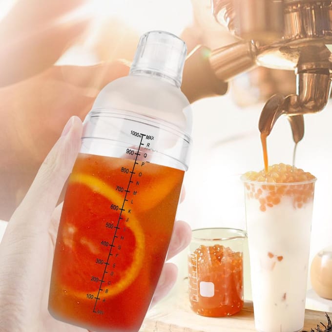Lekvrije Transparante PC Hars Cocktail Shaker Mixer met Maatstreep Bar Tool(1000 ml) white