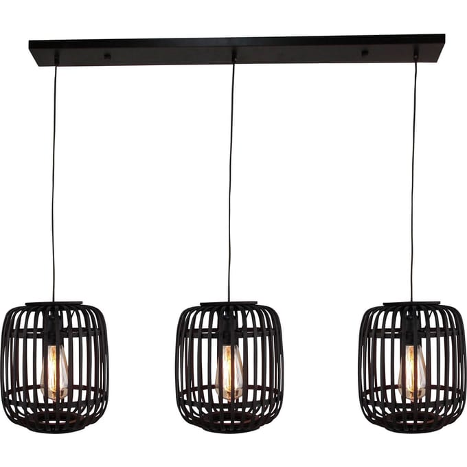Brilliant Hanglamp Woodrow met 3 bamboe kooikappen