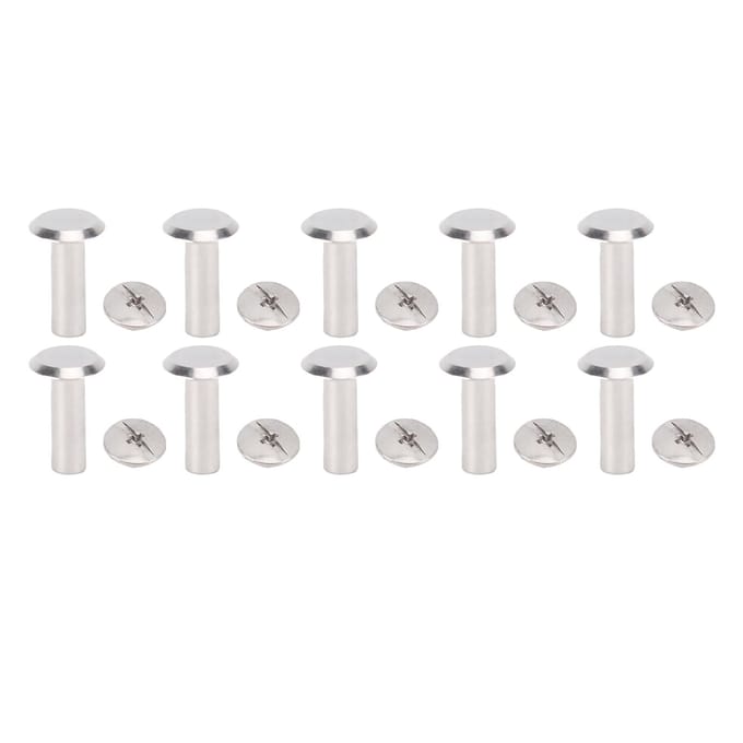 100 Ensemble Rivets Clous Métalliques Acier Inoxydable Multifonctionnel M3 Vis à Tête Ronde Plate Rivets Cuir white