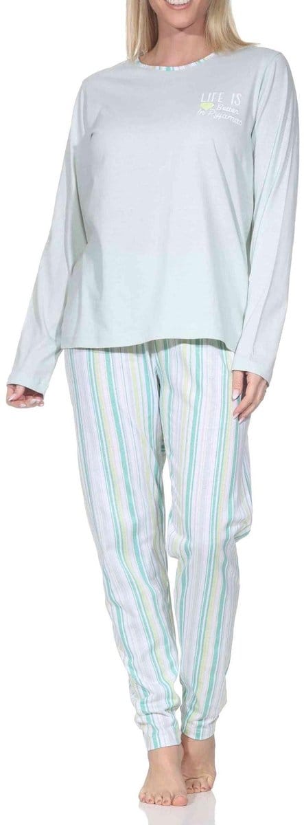 Normann dames lange pyjama in elegante strepenlook