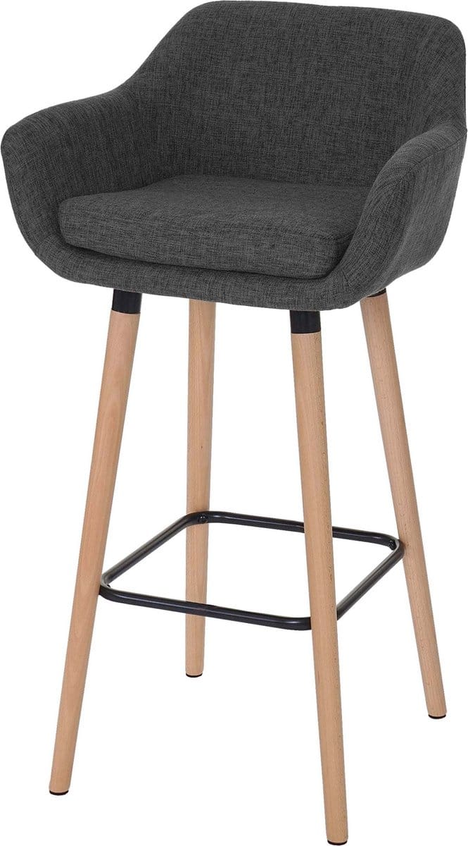 Barkruk Malmö T381, barkruk counterkruk MVG-gecertificeerd ~ textiel, donkergrijs